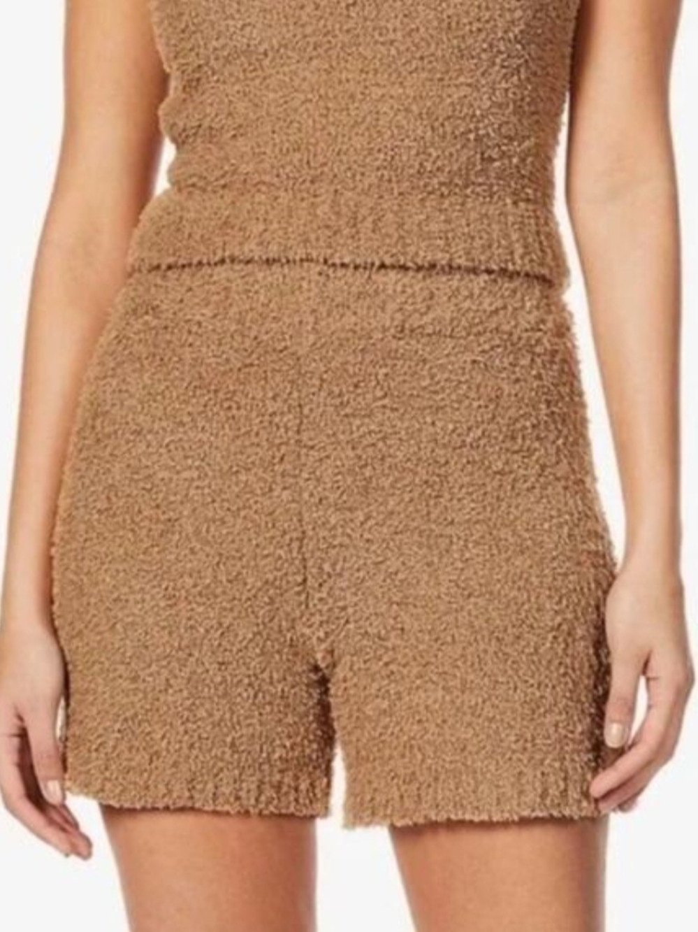 NWT ~ SKIMS Cozy Knit Camel Boucle High Waist Women's Shorts ~ Size 2X-3X